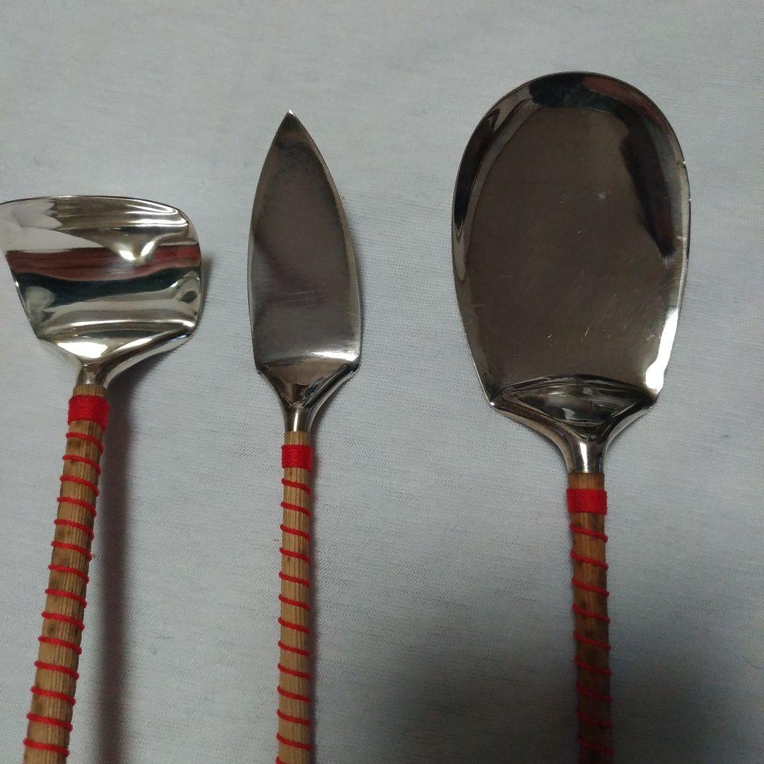 南鐐三本組灰匙。清五郎。銀製。茶道具。伝統工芸品。シルバー製。中古。