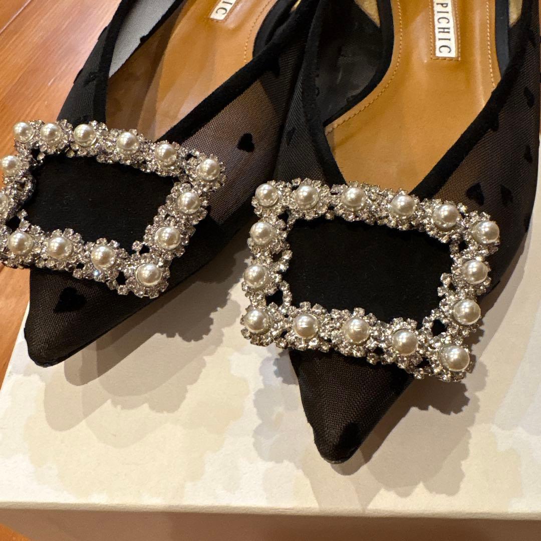 お値下！！　ピッピシック　ハートフロッキービジューパンプス　38