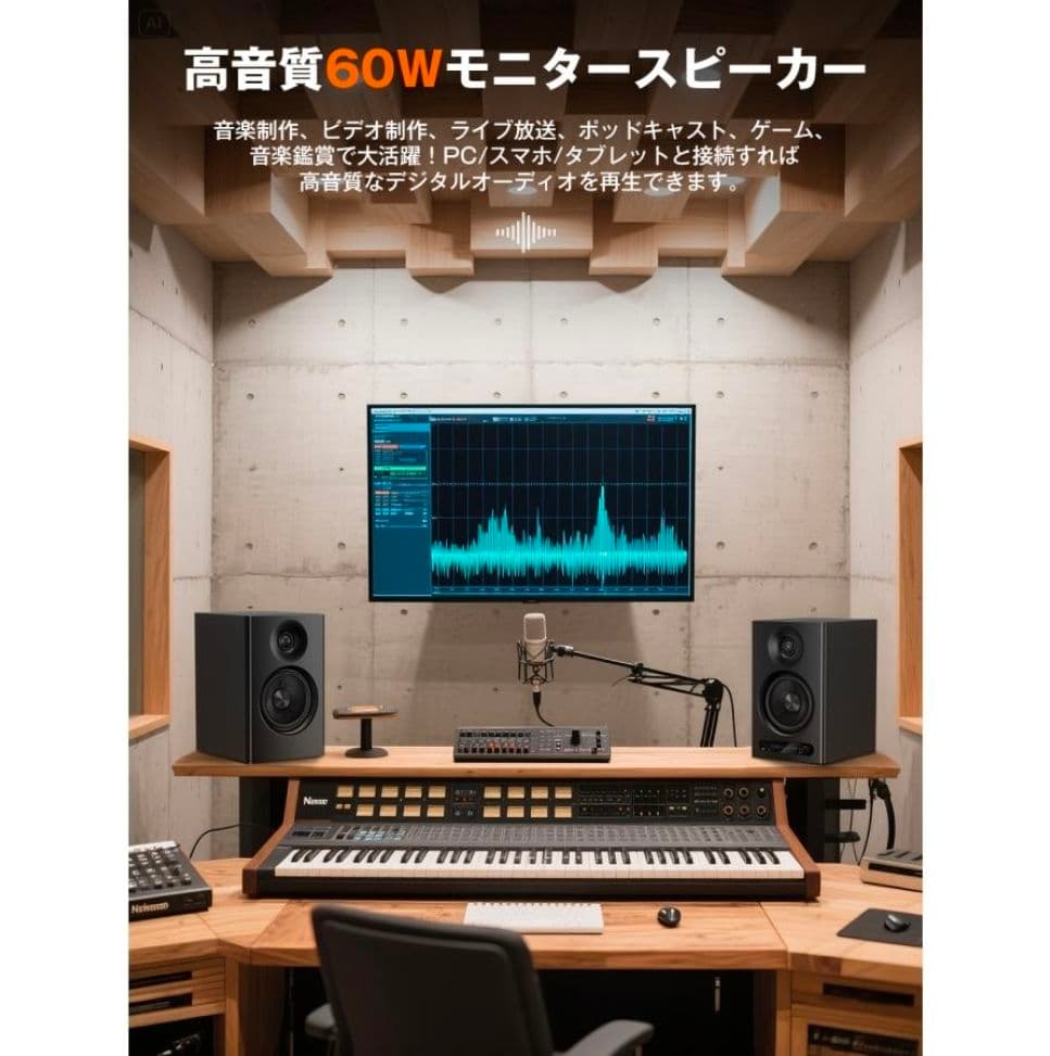 Bluetooth5.4モニタースピーカー60Wブラック【新品未使用】動作確認済