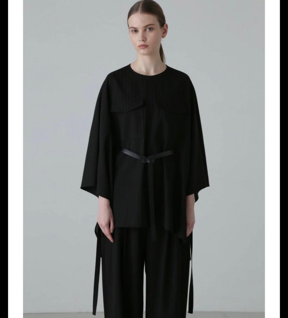 ADORE アドーア　ストライプツイルシャツ ポンチョ　ベルト　ブラウス