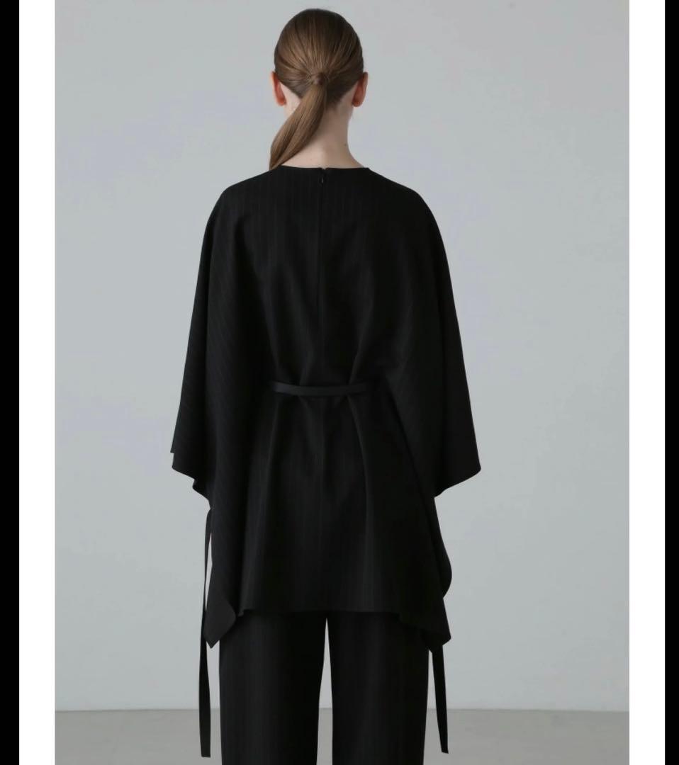 ADORE アドーア　ストライプツイルシャツ ポンチョ　ベルト　ブラウス