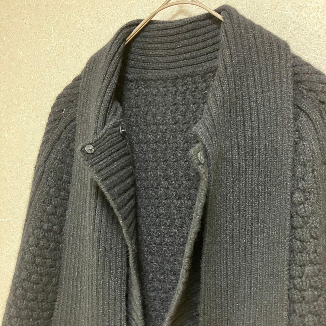 10【三陽商会】カシミヤニットケープ ショールカラー リボン ボウタイ カシミア