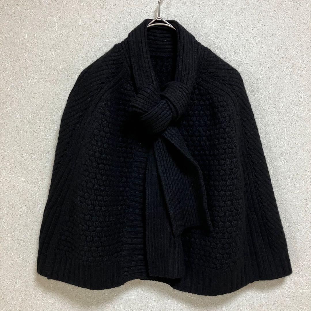 10【三陽商会】カシミヤニットケープ ショールカラー リボン ボウタイ カシミア