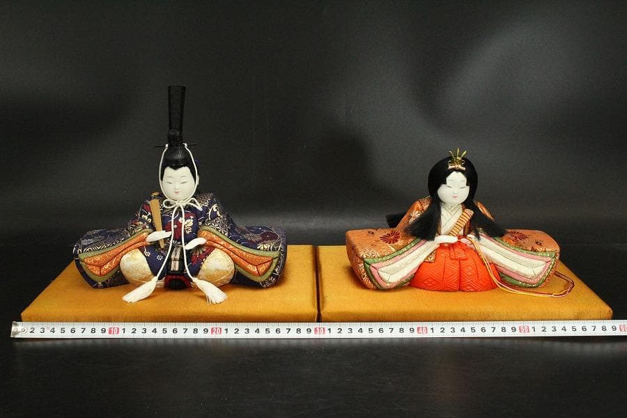 お雛様 親王飾り 木目込 大内人形 台付き 美品 707