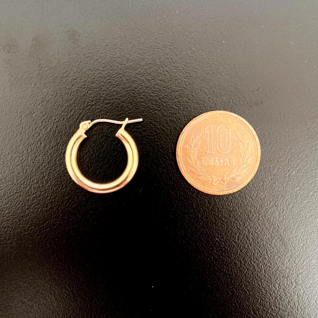 10K ゴールドフープピアス 金
