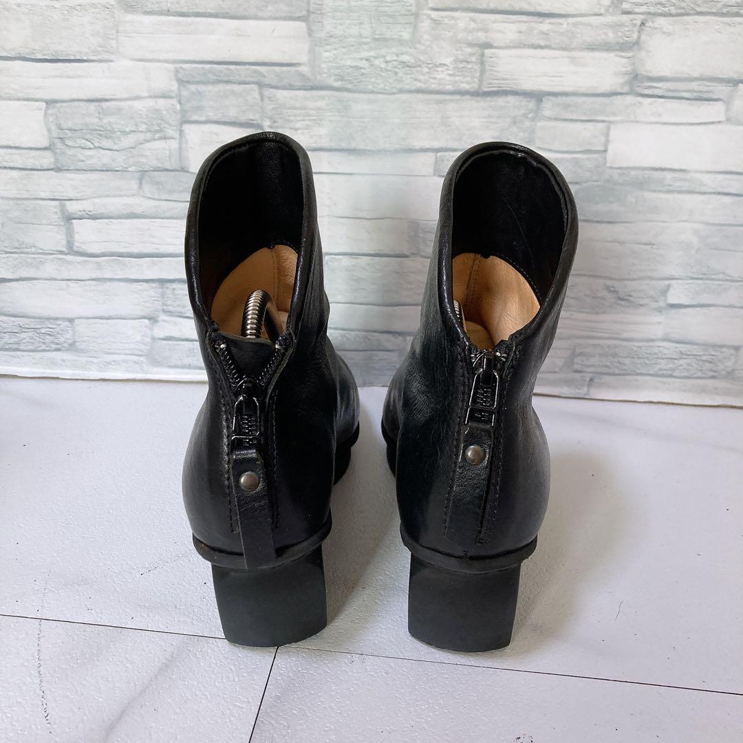 トリッペン スイフト ショートブーツ 37 バックジップ レザー 本革 黒