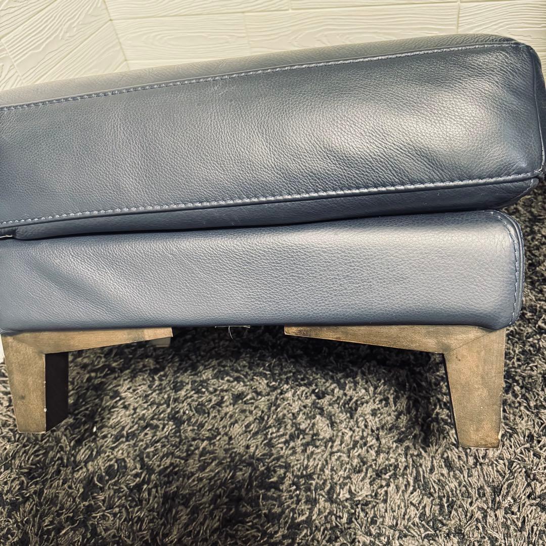 ワタリジャパン / HTL オットマン 総本革　濃紺 ネイビー レザー