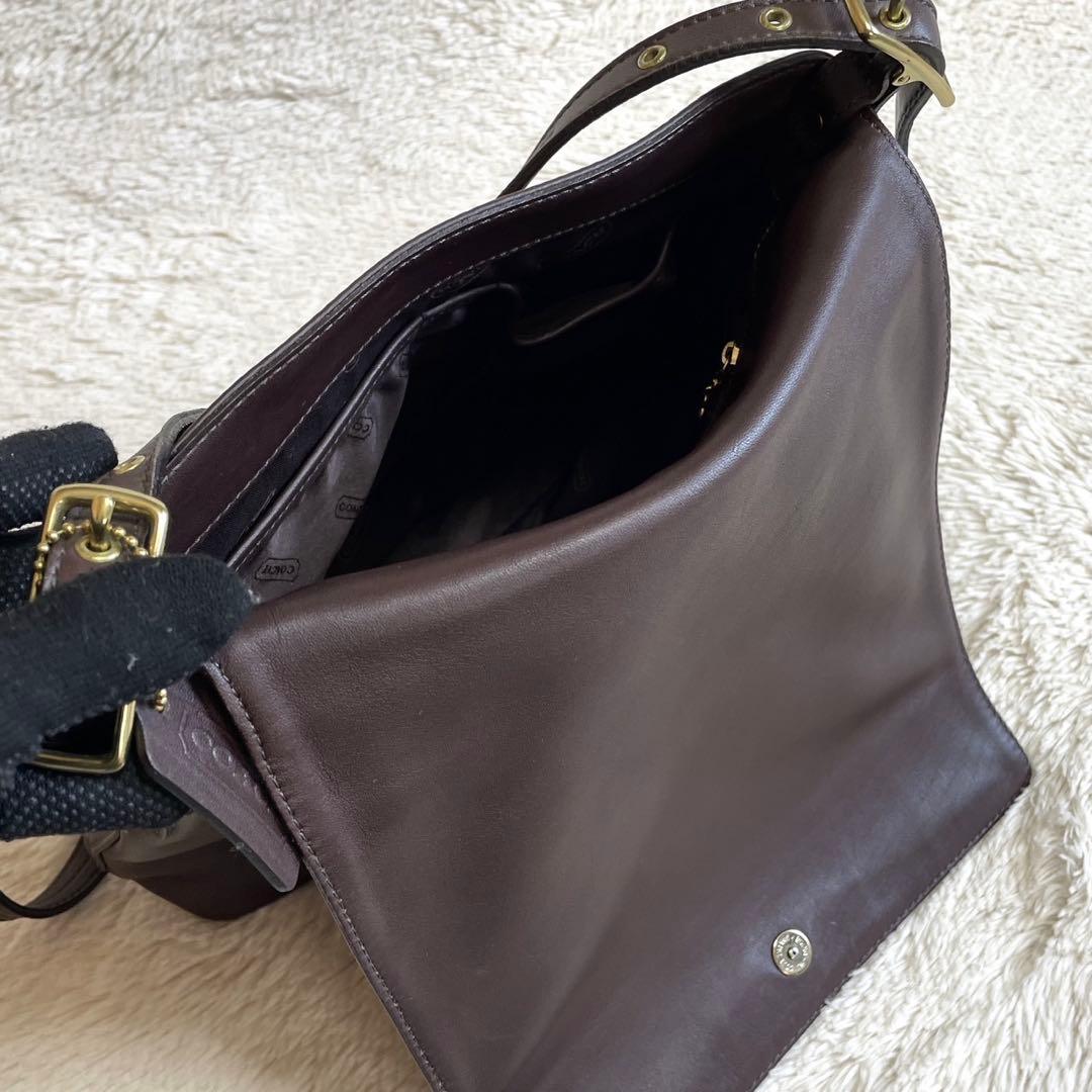 美品 オールドコーチ フラップ ホック グラブタンレザー ショルダーバッグ