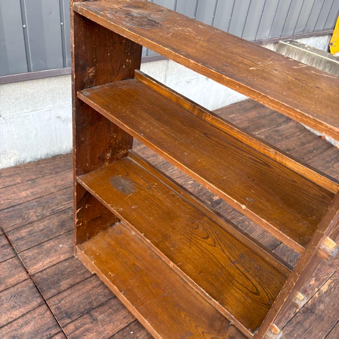 D4 昭和レトロ ミッドセンチュリー くさび型 楔棚 木製飾り棚 オープンラック