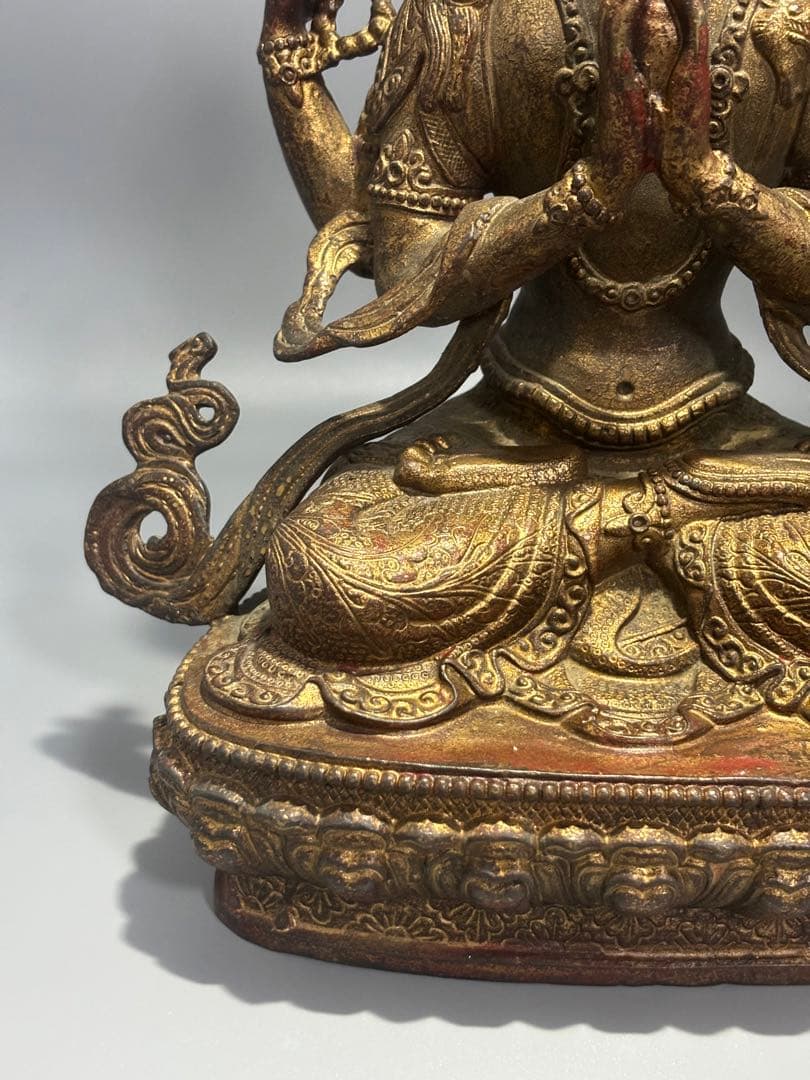 仏教古美術 純銅静座観音 四腕観音仏像文化遺産 文化財仏像伝承