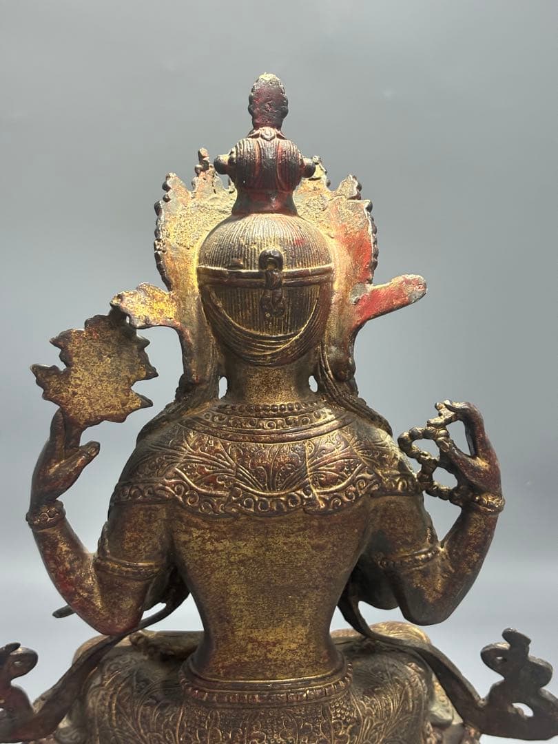 仏教古美術 純銅静座観音 四腕観音仏像文化遺産 文化財仏像伝承