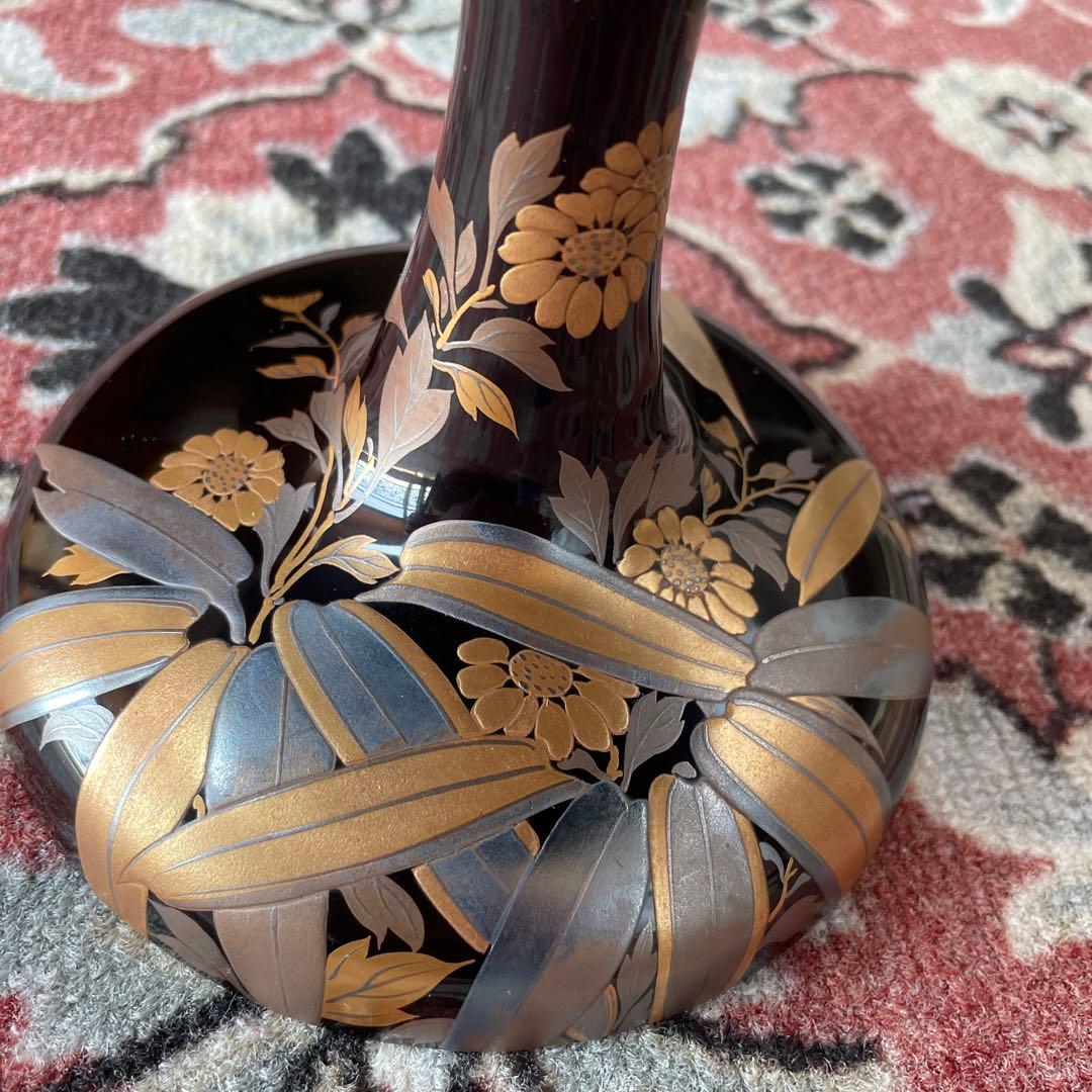 漆器　高台皿　蒔絵　金彩　木箱付き