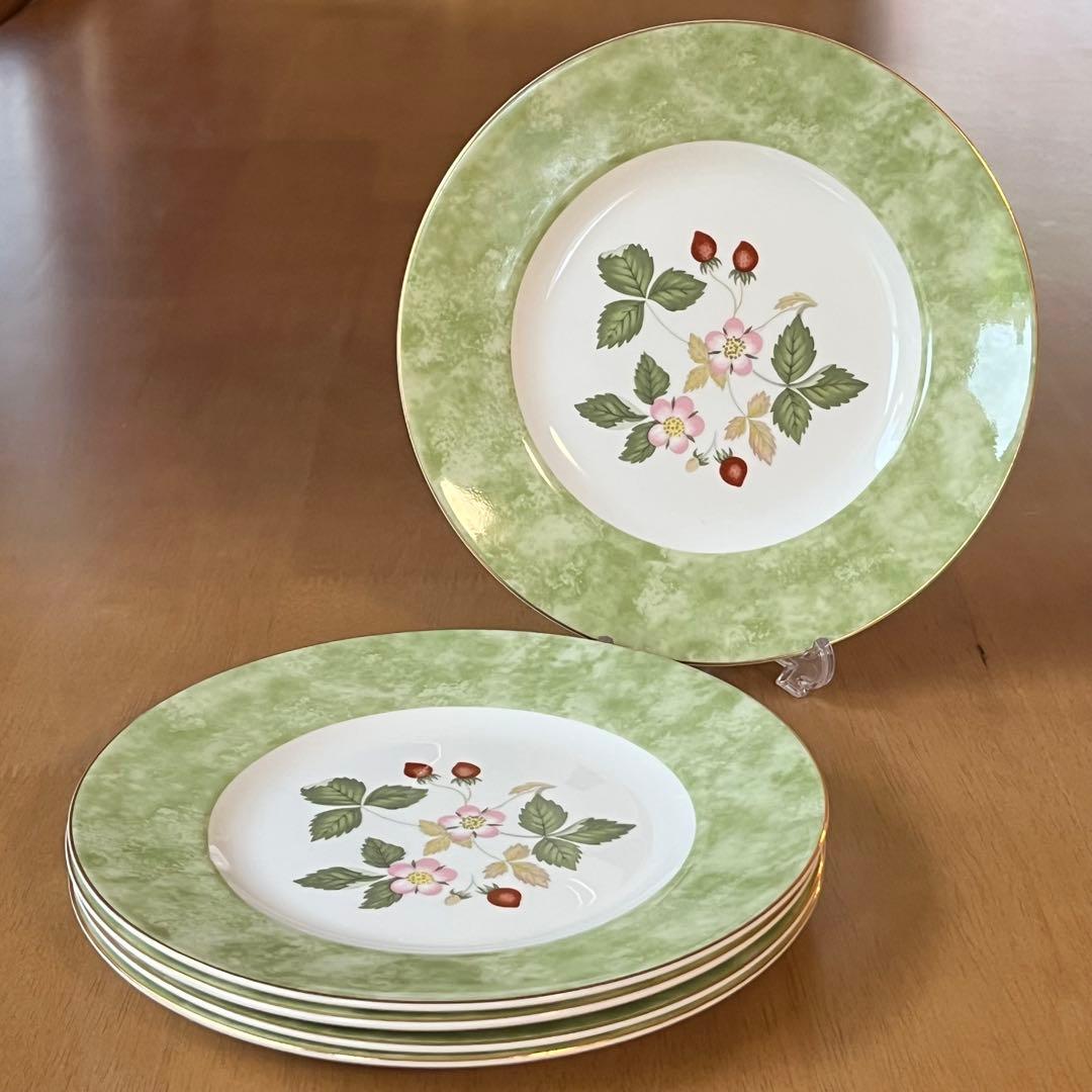 【美品】ウェッジウッド★ワイルドストロベリー★フルリムプレート　5枚