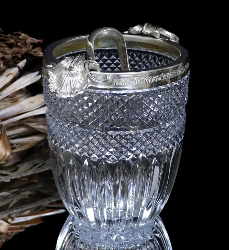 オールド・バカラ 1890年 銀装飾 アイスペール 1.2kg 貝殻 シルバー