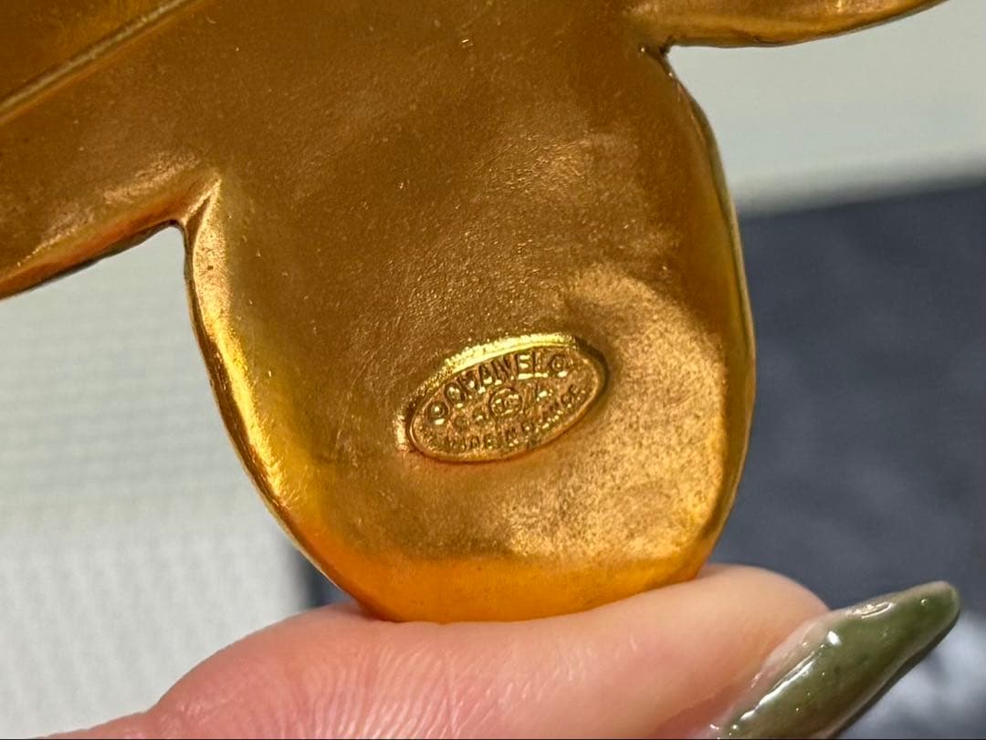 シャネル ヴィンテージ フラワー ブローチ グリーン グリポア 仏製