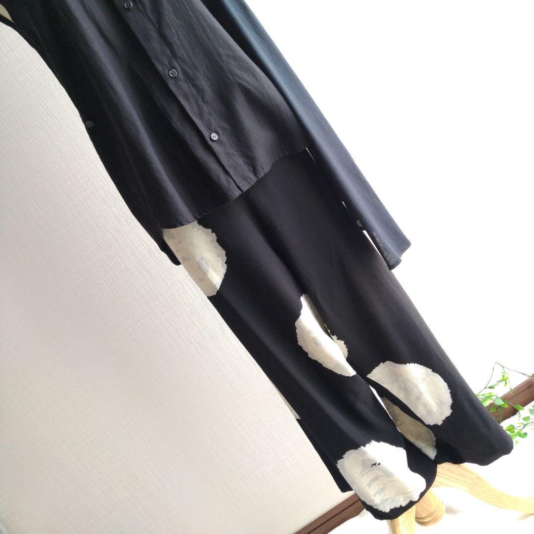 ヨウジヤマモト ドット柄 サルエルパンツ 黒白水玉模様 2