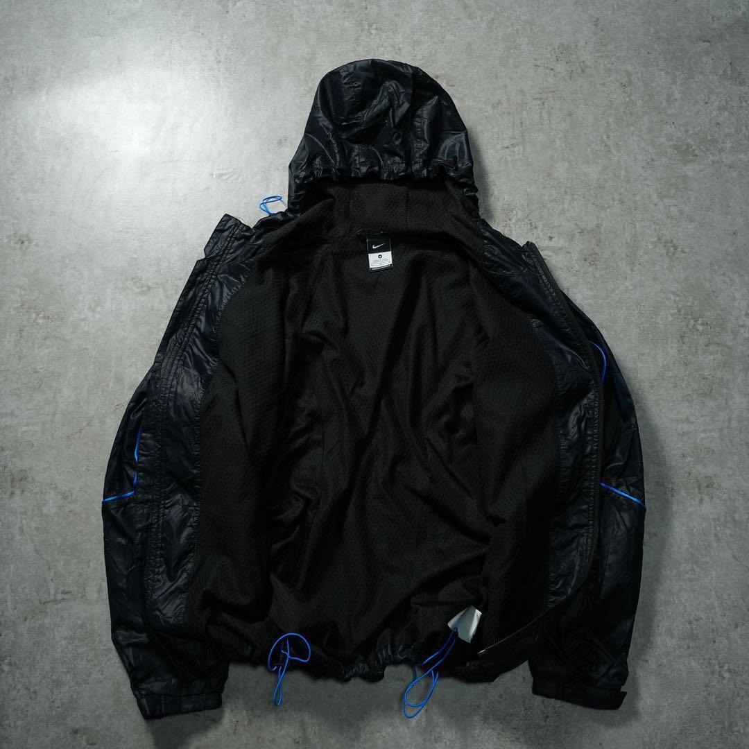 00s y2k NIKE フードナイロンジャケット 刺繍ロゴ 流線形 テック系
