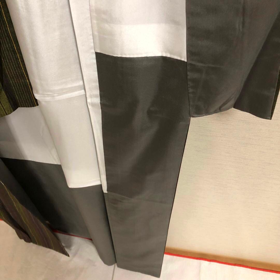 【未使用　トールサイズ】結城紬　縞　お袖長め　袷　裄丈72 身丈173