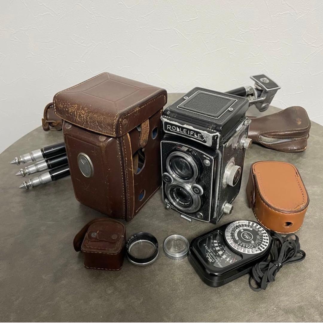 Rolleiflex 二眼レフカメラ ジャンク品 レザーケース付き パーツ取り