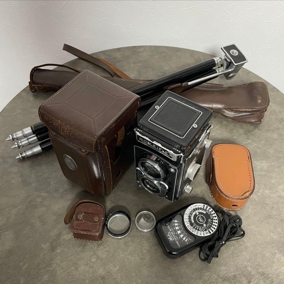 Rolleiflex 二眼レフカメラ ジャンク品 レザーケース付き パーツ取り