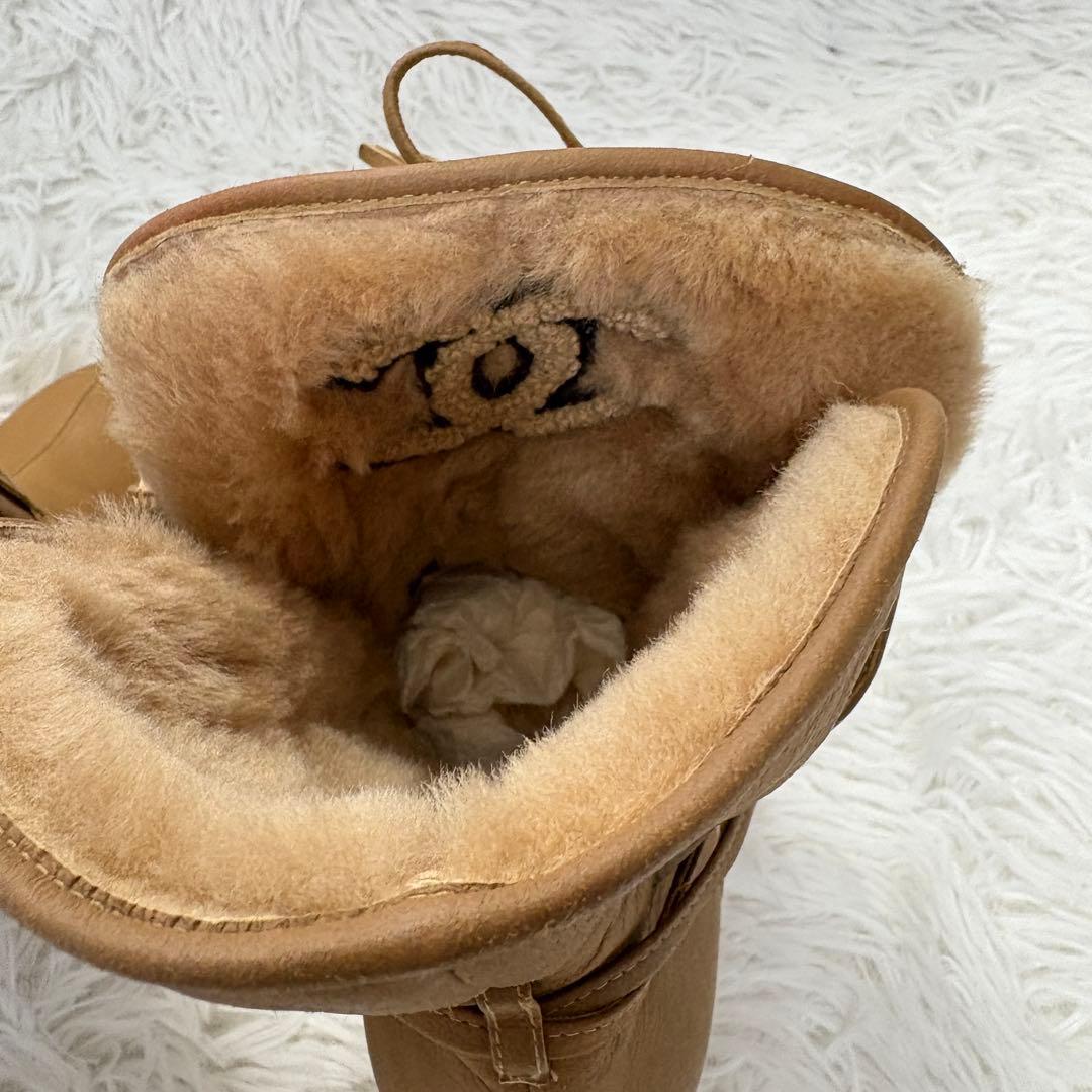 CHANEL シャネル ムートンブーツ 37 ココマーク ファー イタリア製