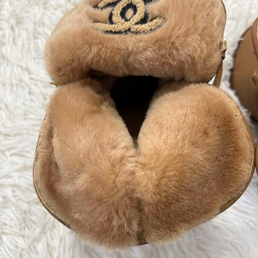 CHANEL シャネル ムートンブーツ 37 ココマーク ファー イタリア製