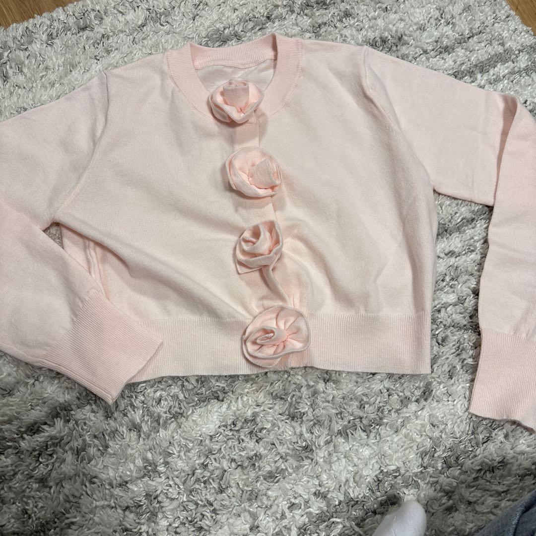 treatürselfニットカーディガン　ピンク