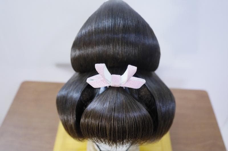 ◆文金高島田　しげもりかつら　人気の栗色　3号◆かつら用中古ケース付き　②