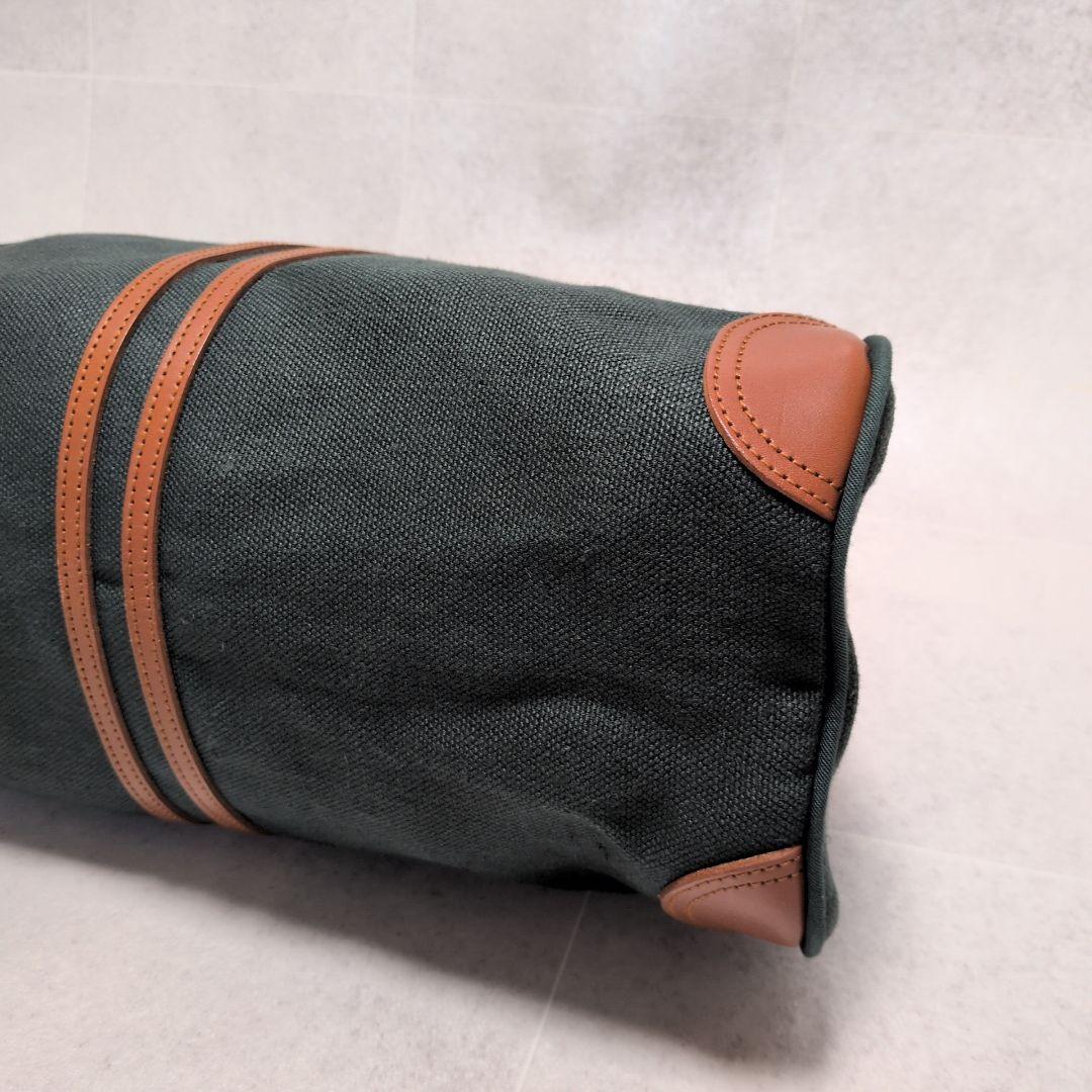 【極美品】一澤信三郎帆布 ボストンバッグ 緑麻 麻帆布×レザー 京都 日本製