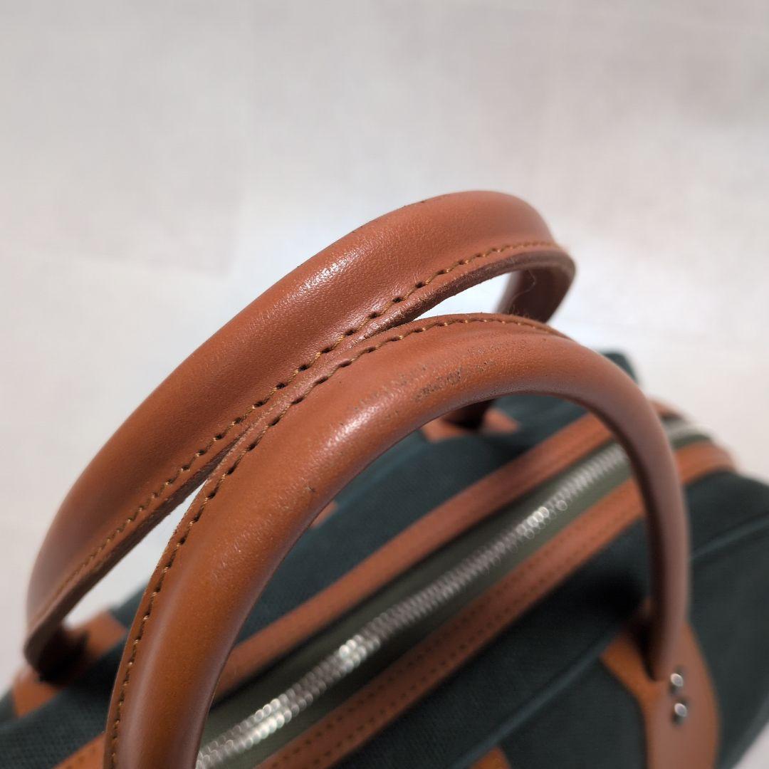 【極美品】一澤信三郎帆布 ボストンバッグ 緑麻 麻帆布×レザー 京都 日本製