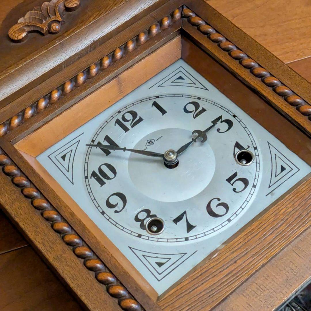アンティーク掛時計　古時計　レトロ時計　振り子時計　ゼンマイ時計