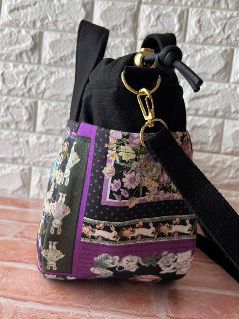 帆布の巾着トートバッグ　ジョリーフルール　コラコラver