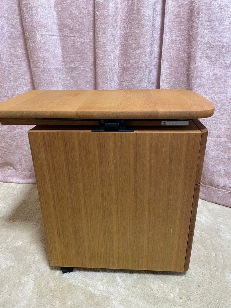 美品　飛騨産業　デスクワゴン　デスクサイドワゴン木製 脇机 可動式テーブル