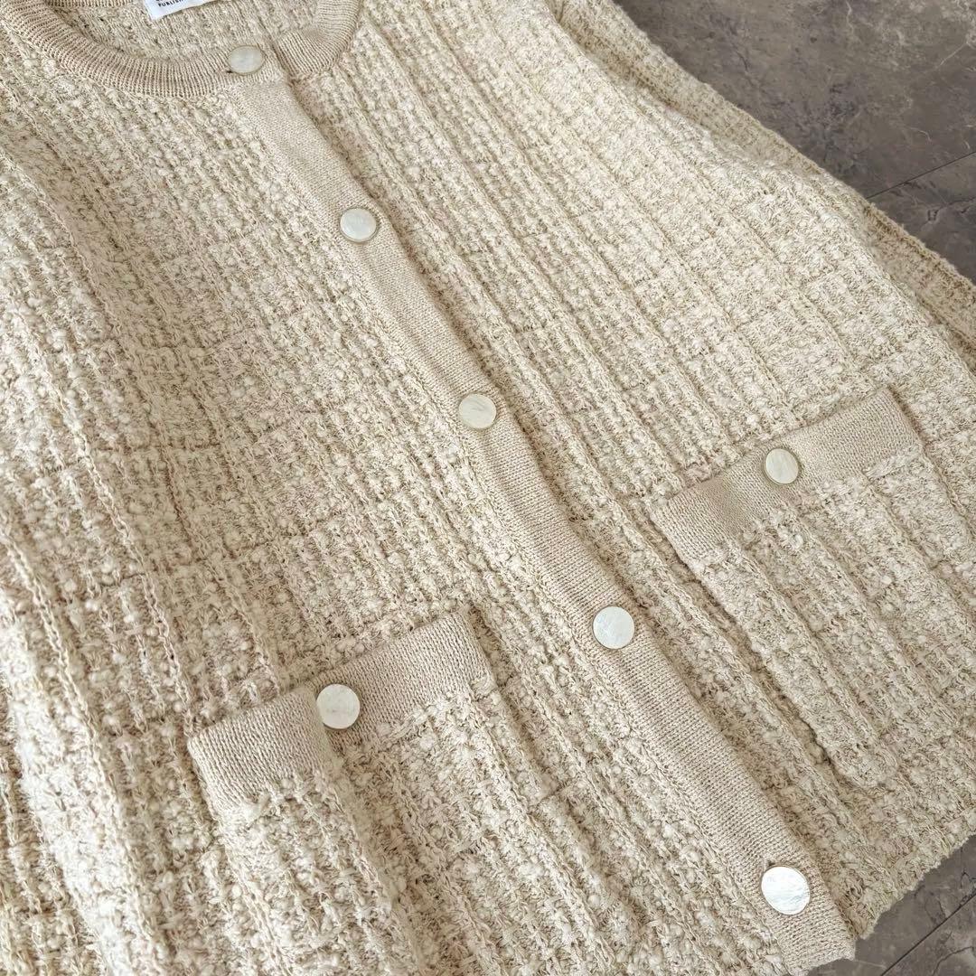 美品✨北欧、暮らしの道具店 「カジュアルも、きちんとも」ツイードニットジャケット