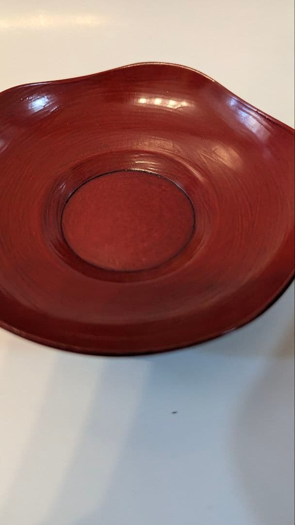 輪花　茶托　骨董　古美術　10客　箱付　漆塗　朱　托子　職人