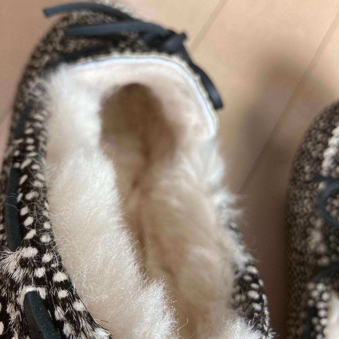 【美品】エミュー emu Amity モカシン シューズ ハラコ ムートン 総柄