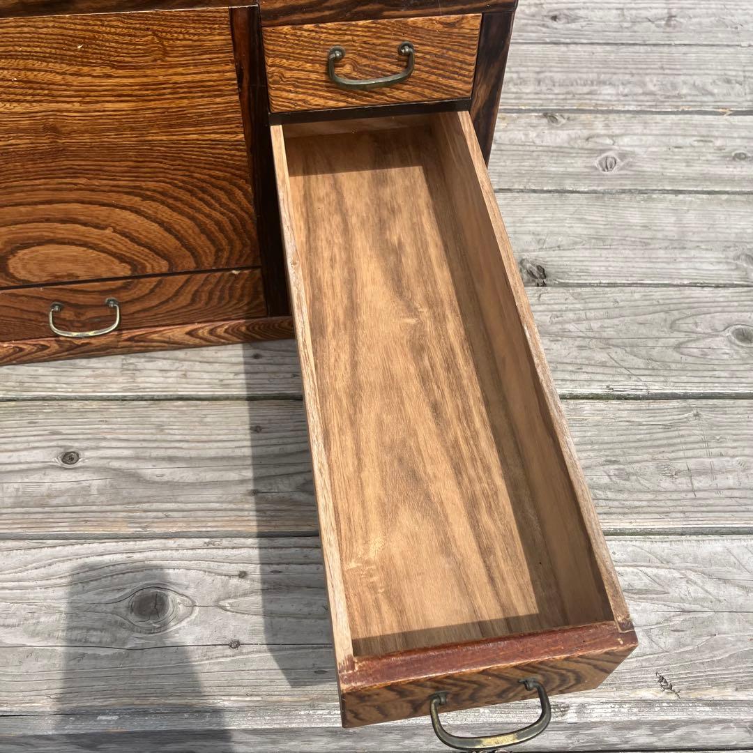 昭和レトロ 木製 長火鉢 五徳付き 5杯 引き出し収納付き 火鉢 囲炉裏 古家具