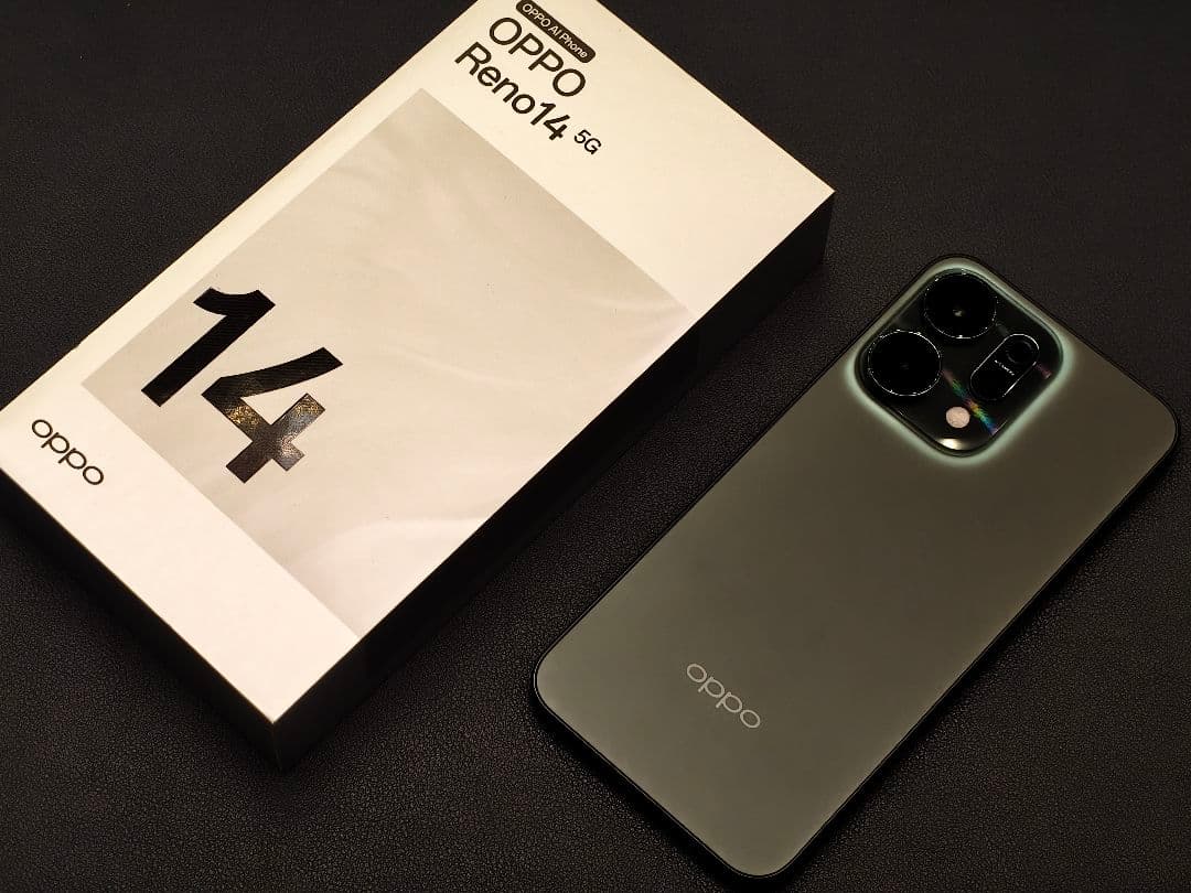 日本国内モデルOPPO Reno14 5G ルミナスグリーン12GB+256GB