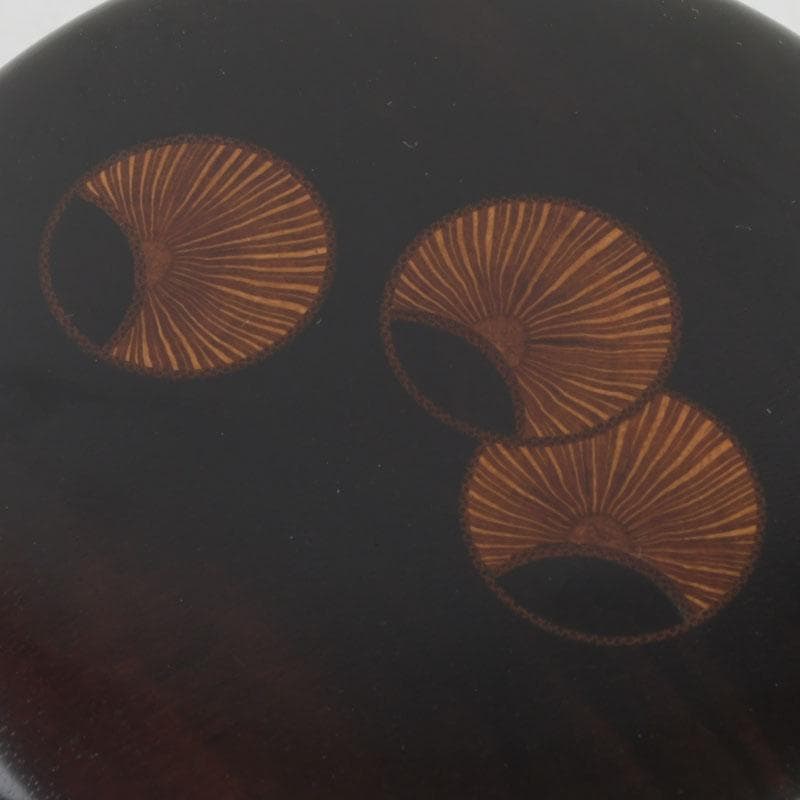 茶道具　山中塗　福田芳朗作　縞黒檀南天杢象嵌　壷々　大高棗　共布共箱　V9263