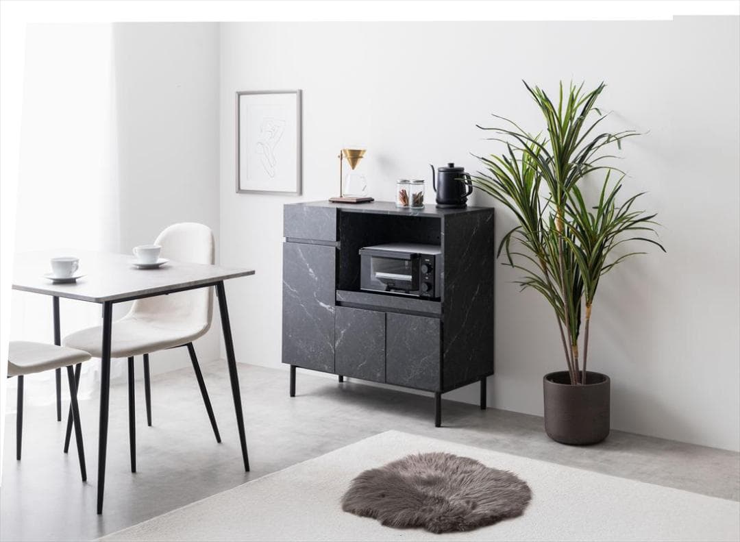 【送料無料】Ellis 大理石柄レンジ台【幅86cm】