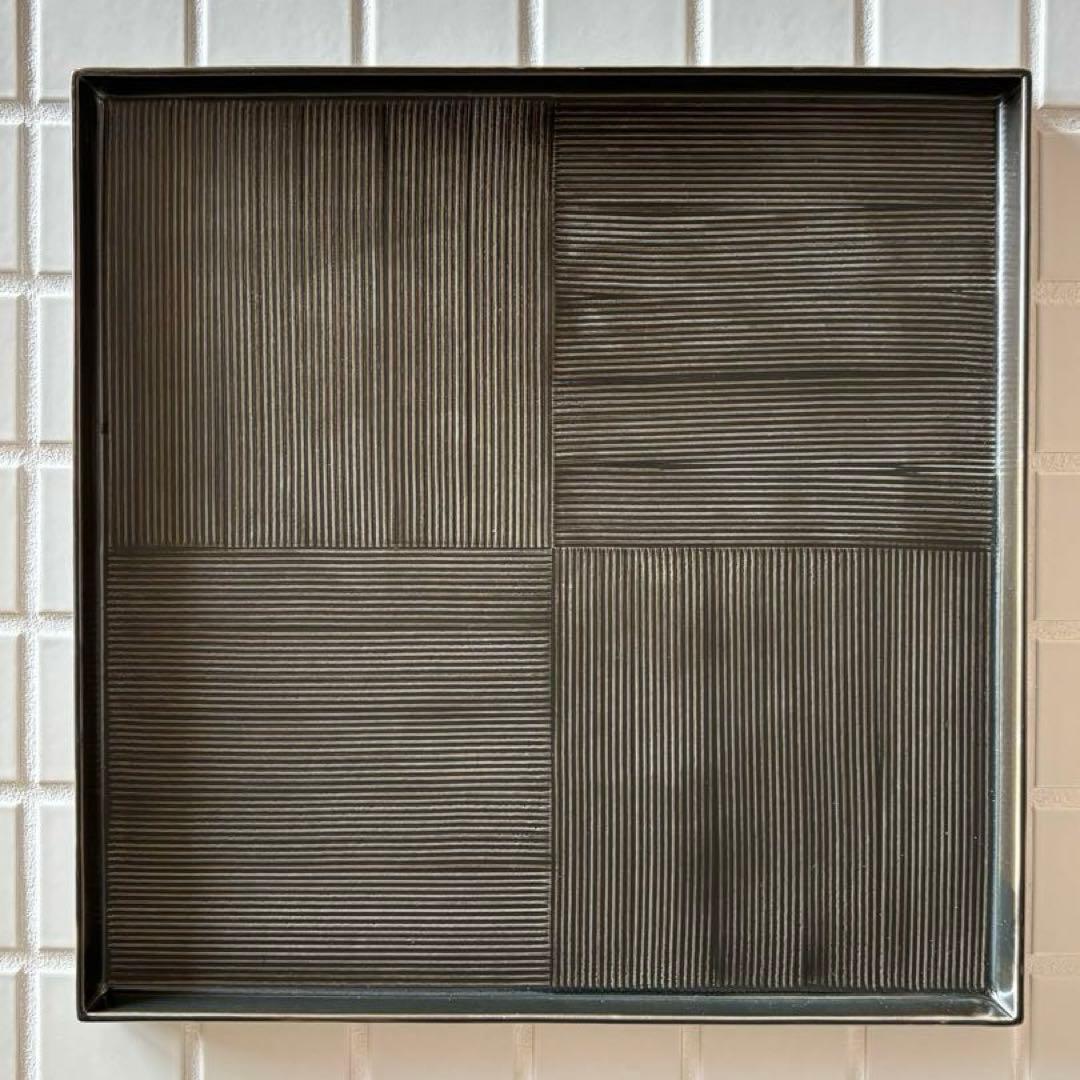 波佐見 【一真窯】 手彫スクエア 28cm （黒）2枚