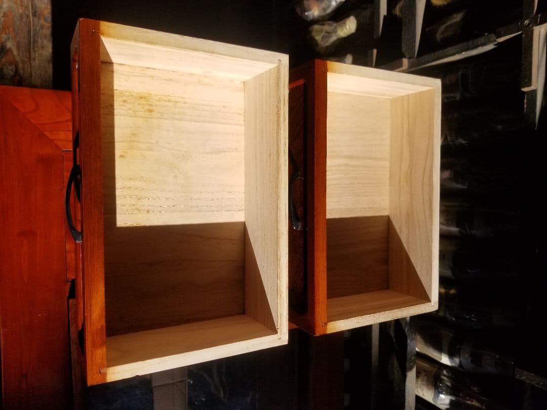 指物　細工　欅　瘤杢　組木　小引出し　鏡台　ミニ　チェスト　小物入れ　花台