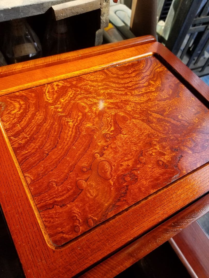 指物　細工　欅　瘤杢　組木　小引出し　鏡台　ミニ　チェスト　小物入れ　花台