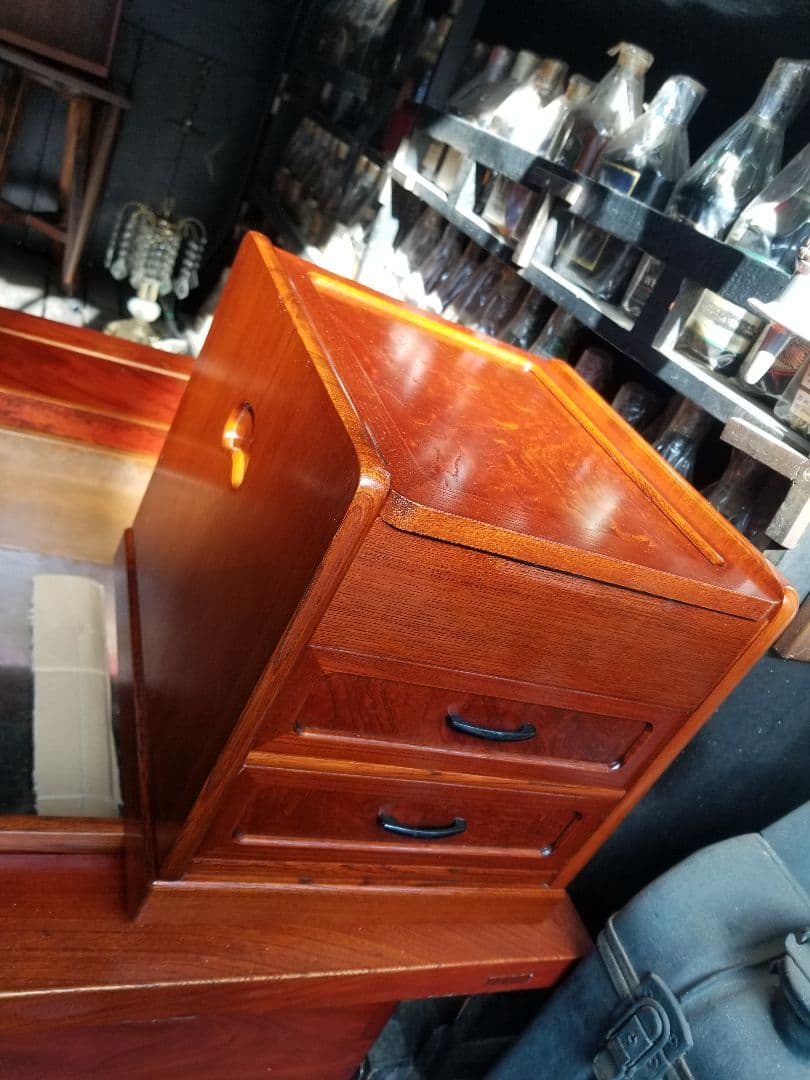 指物　細工　欅　瘤杢　組木　小引出し　鏡台　ミニ　チェスト　小物入れ　花台