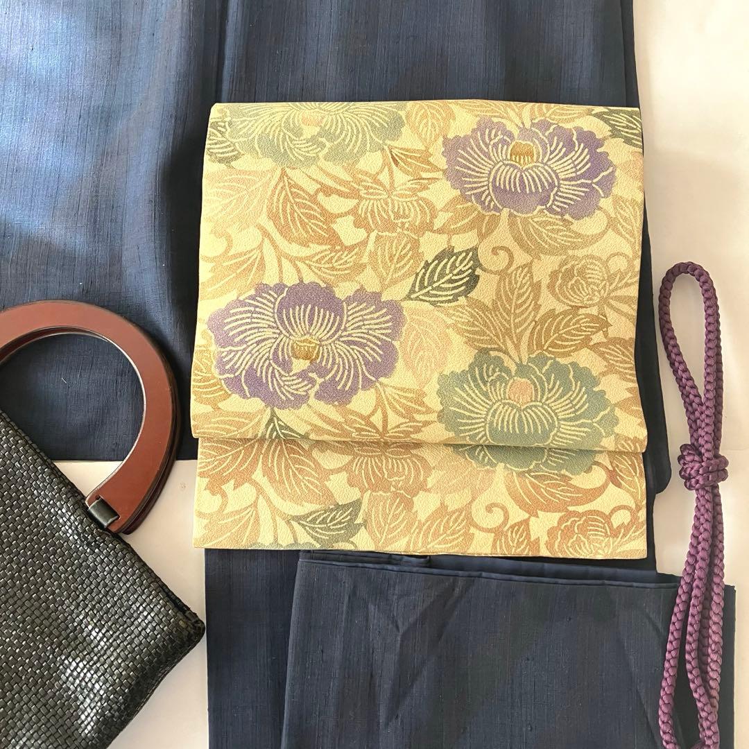 型染め花唐草の名古屋帯