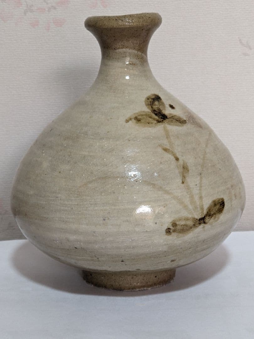 ♦朝鮮 韓国陶磁 鉄絵 秋草文 刷毛目 酒器 徳利 コレクション 骨董品