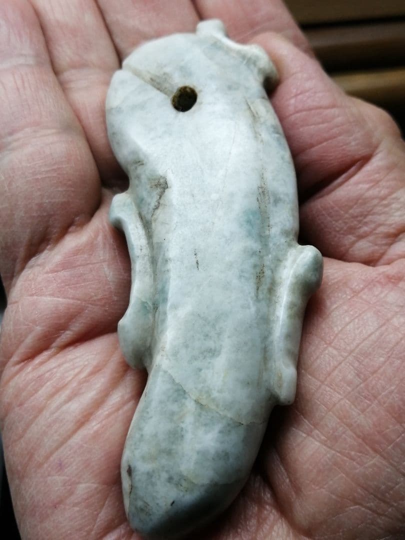 【竹田城】古墳期『糸魚川翡翠勾玉』出土品　超特大勾玉　9.0cm子持勾玉