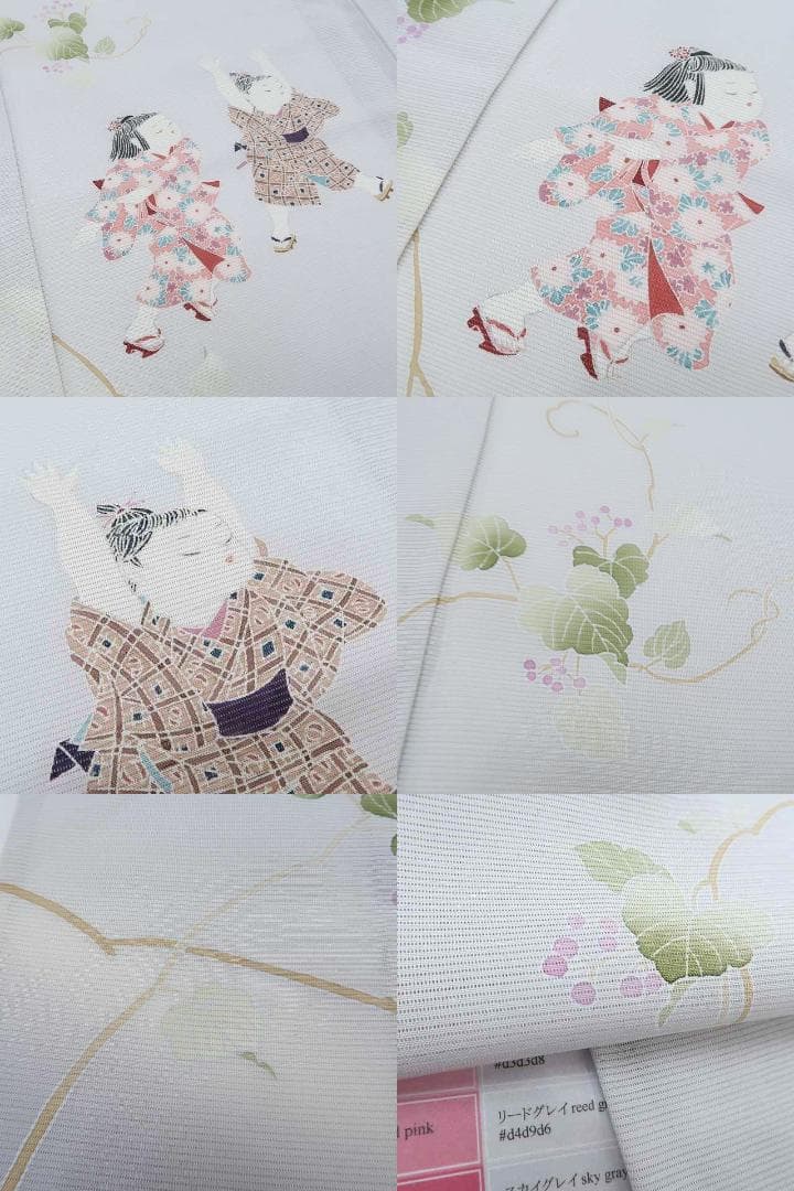 夏着物 正絹 絽“お顔にこやか、ルンルンの童子とあなた♪”訪問着 N-33