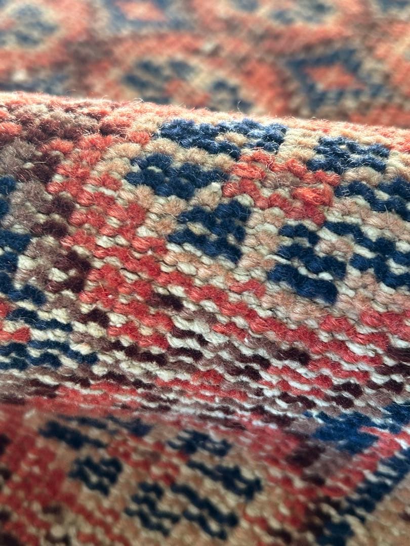 110×74 レア柄　お花のstamp トルコ　ヴィンテージラグ　トルコラグ