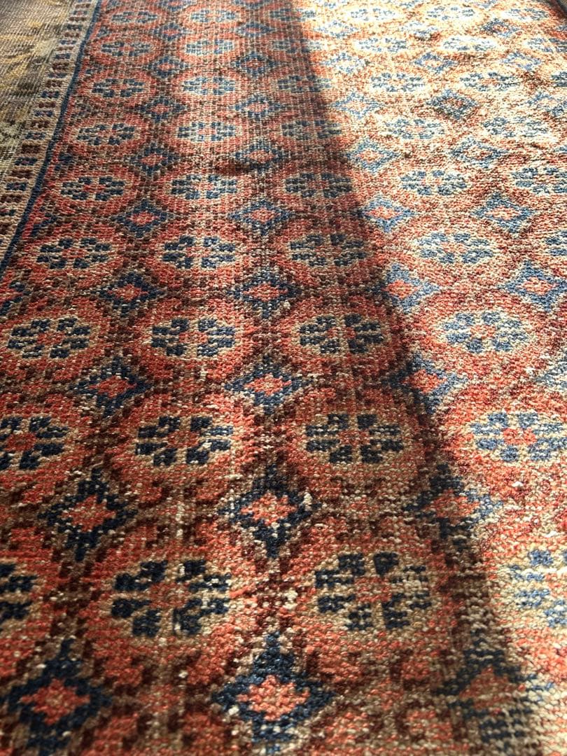 110×74 レア柄　お花のstamp トルコ　ヴィンテージラグ　トルコラグ